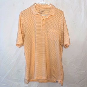 Peter Millar Mens Size Medium Short Sleeve Polo Shirt Striped Orange White